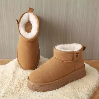 Gu Yun fur integrated snow boots women s 2024 autumn and winter new fleece warm cotton boots fleece thickened non-slip cotton shoes 35 малиновый