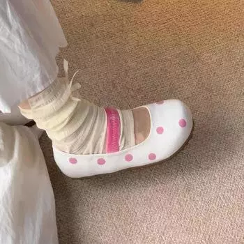 Gu Yun Good Things Mary Jane Женская обувь Удобная обувь Doudou Милая мягкая подошва в горошек с одной педалью на плоской подошве Одиночные туфли для женщин 35 абрикосовый