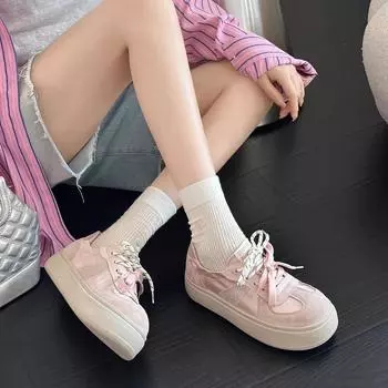 Gu Yun корейская версия немецких кроссовок на платформе для женщин весна 2025 года, новые ретро дышащие повседневные спортивные уродливые милые туфли с большой головой 35