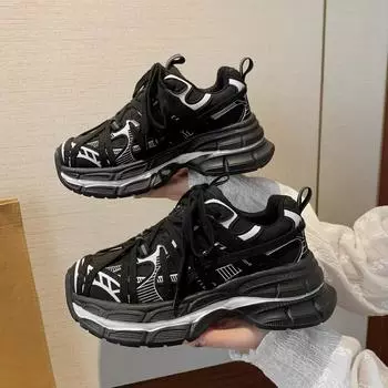 Gu Yun ранняя осенняя женская обувь 2024 года, новые ретро универсальные повседневные туфли для пап на толстой подошве, легкая спортивная обувь 35 серый