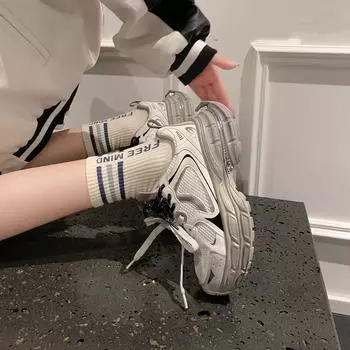 Gu Yun Shu Art Student~ Повседневная обувь для папы, весна и осень, новые дышащие универсальные кроссовки с толстой подошвой из сетки 35 красный