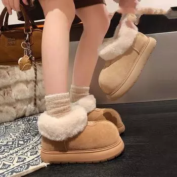 Gu Yunshu cute kapi~ 2024 winter velvet thick-soled snow boots women s short women s boots non-slip warm cotton shoes 35