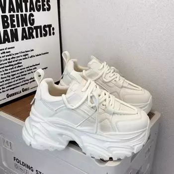 Gu Yunshu Dad Shoes женские весенние 2025 новые универсальные повседневные кроссовки, увеличивающие рост, легкие кроссовки на шнуровке для бега для женщин 35