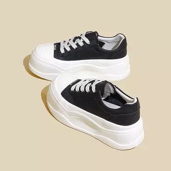 Gu Yunshu европейские уродливые милые большие белые туфли женские 2025 весна новые толстые подошвы усиливающие нишу универсальные макеты 35 белый