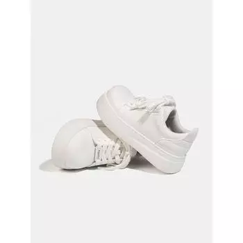 Gu Yunshu Little White Shoes женские новые весна и осень 2025 с круглым носком, увеличивающие рост студенческие платформы, спортивные и развлекательные туфли для сноуборда женские 35 белый