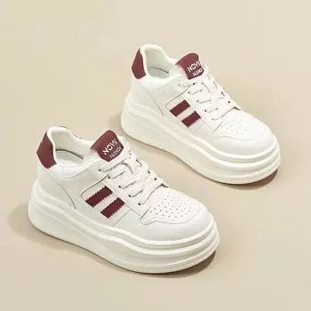 Gu Yunshu Маленькие белые туфли на толстой подошве для женщин, весна-осень 2024 года, новые популярные легкие студенческие спортивные и развлекательные туфли для сноуборда 34 чёрный