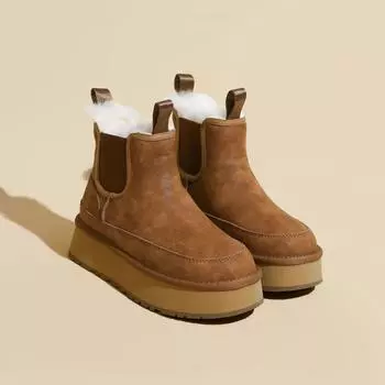 Gu Yunshu Маленькие зимние ботинки на толстой подошве, женские зимние бархатные утолщенные теплые хлопковые ботинки, новые короткие ботинки 2024 года 35 абрикосовый