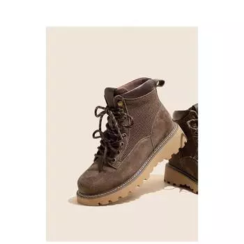 Gu Yunshu thick-soled brown eight-hole Martin boots women s 2024 new summer outdoor boots color matching retro short boots women 35 жёлтый