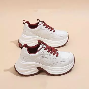 Gu Yunshu Туфли для папы на толстой подошве, женские, осень 2024, новые, легкие, с мягкой подошвой, для спорта и отдыха, маленькие белые туфли 35 чёрный