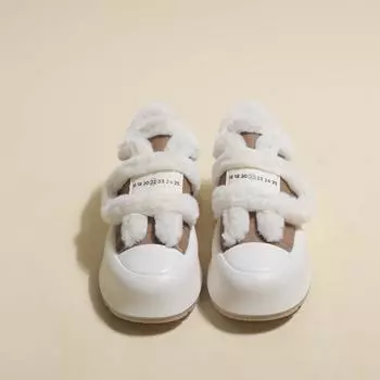 Gu Yunshu Зима 2024 Утолщенные плюшевые хлопковые туфли Маленькие белые туфли Женские туфли-маффины на платформе Универсальные повседневные туфли для сёрфинга 35