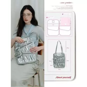 Guan Ji X Lola Lightweight Clouds Laptop Bag 2025 New Women Daily Leisure Portable Shockproof Laptop Bag Silver texture