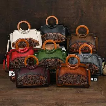 Guangzhou Retro Handmade Embossed Handheld Crossbody Dual-purpose женская сумка
