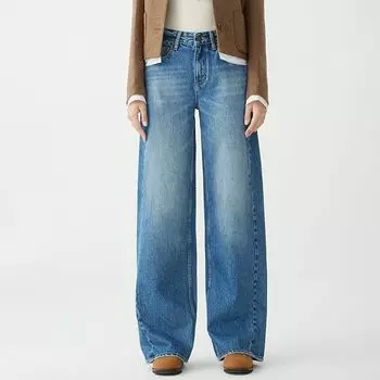 Guangzhou Xintang High Quality 100% Cotton YKK Zipper Denim Women s Loose Loose Pants Pear-Shaped Figure Pants Turkey Blue 30