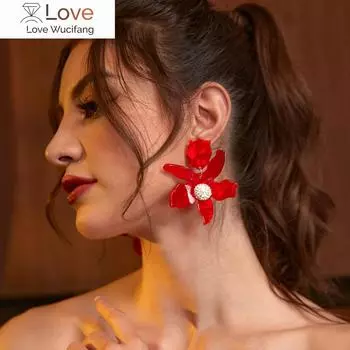 Guanlong -Pendientes Grandes De Resina Acr Lica Con Diamantes De Imitaci N, Joyer A, Venta Al Por Mayor, 7 Colores оранжевый