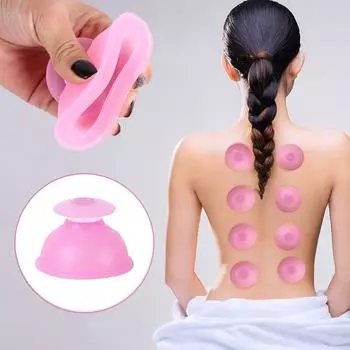 Гуаша антицеллюлитная вакуумная силиконовая банка Силиконовые присоски Массажная банка Вакуумные банки розовый