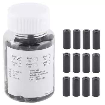 GUB 100 шт. алюминиевый сплав велосипед 5 мм колпачок тормозного троса велосипедный аксессуар черный