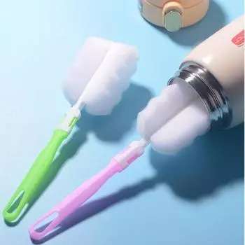 Губчатая щетка для мытья чашек с длинной ручкой, очиститель для бутылочек с водой, скребок для детских бутылочек, кухонные кружки, чашки, термосы 1PCS синий