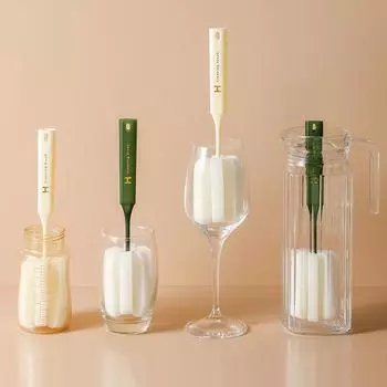 Губчатая щетка с длинной ручкой для чистки бутылок, бокалов для вина и чайных сервизов