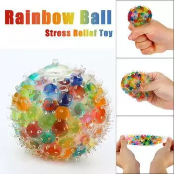 Губчатый Радужный Шар Иглобрюхая Игрушка Сжимаемая Игрушка Давления Мяч для Снятия Стресса Игрушка 10ml