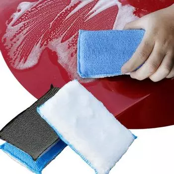 Губка для чистки автомобиля, корпус автомобиля, приборные панели, имитация шерстяного волокна, двухсторонняя чистящая губка, чистка автомобиля, инструменты для технического обслуживания