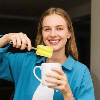 Губка для чистки чашек с длинной ручкой, щетка для чистки, подходит для детских бутылочек, стеклянной посуды, кружек, чашек, кухонной чистки One Size