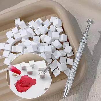 Губка для дизайна ногтей Мягкие губки Градиентные инструменты для нейл-арта Инструменты для маникюра с эффектом потертости Цветной маникюр DIY Креативный инструмент для захвата губки для ногтей 100Pcs Tweezer Clip