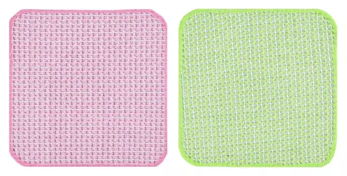 Губка для кухни Thanko, специальное волокно, которое может удалить грязь с помощью воды, Surprise Fresh Kitchen Pikaichi, набор из 2 розово-зеленых цветов, сделано в Японии, BO-49