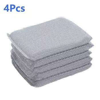 Губка для мытья посуды из стальной проволоки, двухсторонняя губка для чистки, антипригарное масло, кухонная тряпка для мытья посуды, инструмент для чистки дома