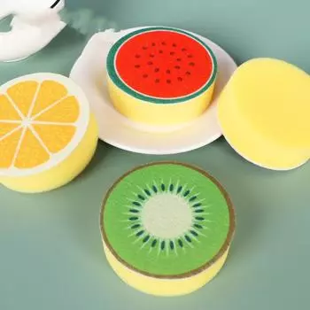 Губка для мытья посуды с рисунком фруктов, губка для мытья посуды, кухонная тряпка для мытья посуды, губка для мытья посуды, салфетка для мытья посуды жёлтый