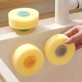 Губка для мытья посуды с ручкой, силиконовая насадка для кухни, Magic Clean Rub, мягкая губка для чистки кастрюль, 4 шт.