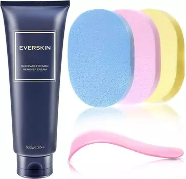 Губка для тела EVERSKIN для удаления черных волос, 3 губки с лопаточкой. Изготовлено в Изготовлено на отечественном заводе, сертифицированном по стандарту ISO. Набор, крем, крем,