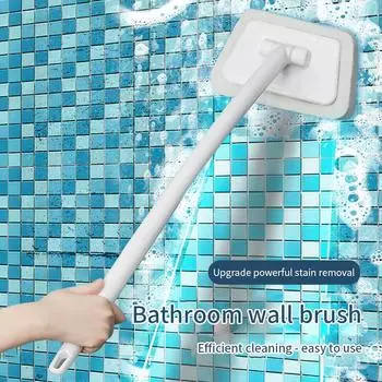 Губка для ванной комнаты, щетка для чистки, многофункциональный инструмент, длинная ручка, съемные бытовые щетки для пола, ванны, керамическая плитка белый