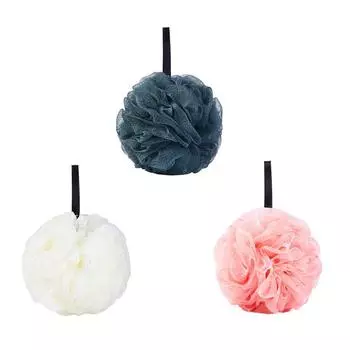 Губка для ванны-люфы, губка для душа для мытья тела, 55 г, отшелушивающий сетчатый пуф, губки для ванны с шариками для душа белый