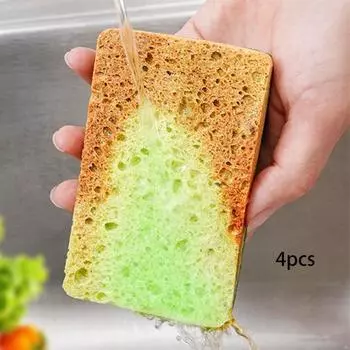Губка из древесной массы, губка, впитывающая древесную массу, хлопковая губка для мытья посуды, впитывающая хлопковое масло, губка для мытья посуды Pack of 4