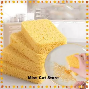 Губка из древесной массы, кухонная губка для мытья посуды, инструменты для чистки ванной комнаты, средство для мытья посуды, бытовые кухонные гаджеты 2pcs