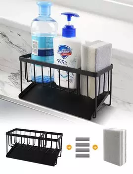 Губка из ржавчины, губка из нержавеющей стали, поставляется с 4 моющими средствами для разделителя скруббера, для хранения [последняя модель], держатель, стойка, сталь, держатель, противоскользящий