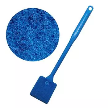 Губка-щетка для чистки аквариума с длинной ручкой, скребок для удаления водорослей, двухсторонние инструменты для мытья окон, очистка стекла синий