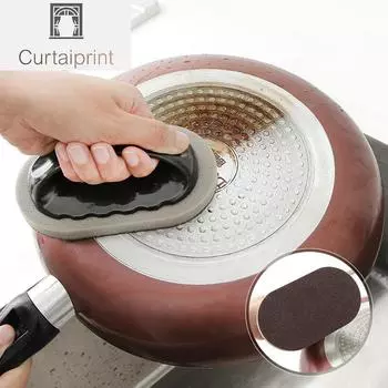 Губка, щетка для чистки, сильная дезактивирующая щетка для сковороды, губка, щетка для плитки с ручкой, аксессуары для кухни и ванной комнаты чёрный