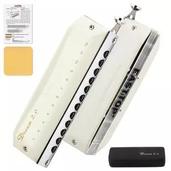Губная гармошка East top Chromatic Harmonica 12 отверстий 48 нот C Key Chromatic Harmonica Harmonica для взрослых и белых профессионалов, белый