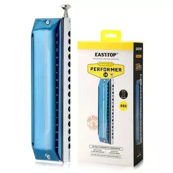 Губная гармошка EAST TOP Хроматическая губная гармошка 16 отверстий 64 тона C-настройка блюзовая губная гармошка для начинающих экспертов детей обучение практика синяя (ЭАП-16)