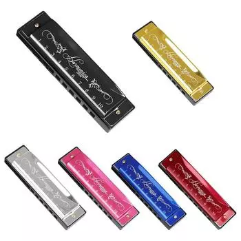 Губная гармошка с 10 отверстиями, 20 тонов, крышка из нержавеющей стали, губная гармоника с ключом C чёрный