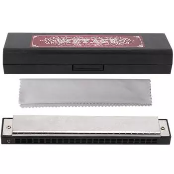 Губная гармошка с 24 отверстиями из нержавеющей стали, клавиша C для взрослых, студентов, начинающих, музыкальный инструмент