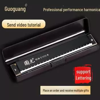 Губная гармошка с 24 отверстиями в тональности C для взрослых и детей: Полифоническое исполнение для начинающих, практика игры на отдельных тонах для самостоятельного обучения. чёрный