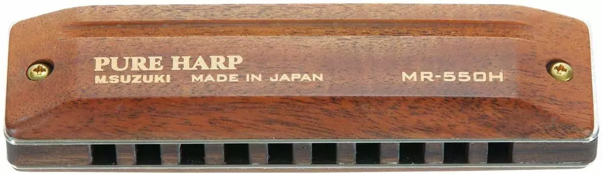 Губная гармошка SUZUKI с 10 отверстиями PURE HARP тон MR-550H Low-F коричневый