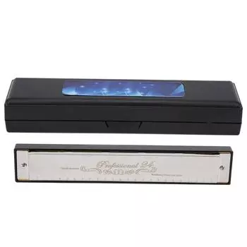 Губная гармошка в тональности C 24?Отверстие полифонический студенческий взрослый начинающий играющий смола акцентированная губная гармошка серебро серебряный