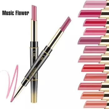 Губная помада 2 в 1, увлажняющая губная помада, усовершенствованный карандаш-лайнер, водостойкая, долговечная, матовая, косметическая