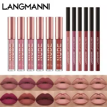Губная помада 6 цветов Langmnni Lipstick Pen 6+6pcs
