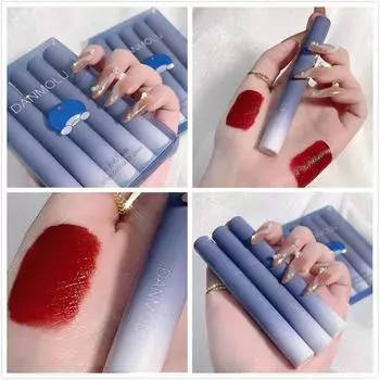 Губная помада, блеск для губ, матовый бархат, водостойкая, устойчивая к поту, не выцветающая, студенческий доступный набор для студенческой глазури для губ