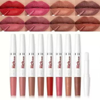 Губная помада с двойной головкой для глазури увлажняет, увлажняет и восполняет воду, не прилипает к чашке и не выцветает, стойкая матовая помада