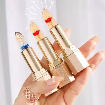 Губная помада с желейным цветком, меняющая температуру, увлажняющая и не легко прилипающая к чашке, отбеливающая и влажная губ, меняющая цвет блеск для губ
